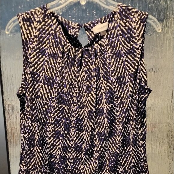 Calvin Klein Tops - Calvin Klein: Purple/Black/White/Gray Sleeveless Blouse